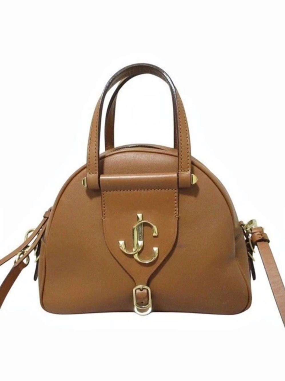Jimmy Choo Varenne Bowling S Leather Handbag Brown Satchel